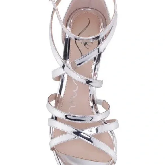 Elegant Silver Strappy Heels - Picture 2 of 8